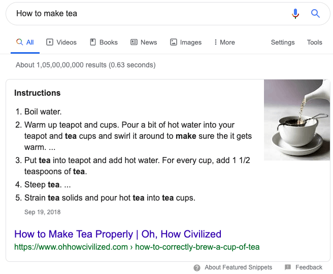 Zero Click Search Example